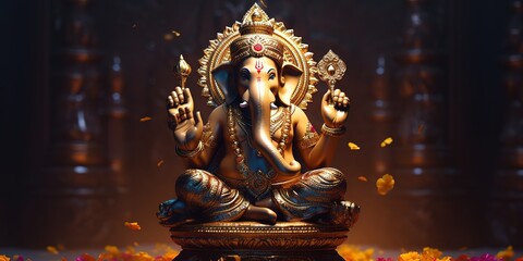 Fototapeta na wymiar Lord Ganesha, generative Ai