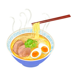 塩ラーメンのイラスト　箸上げ