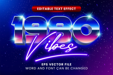 3D retro vintage neon 1980 vibes vector text effect