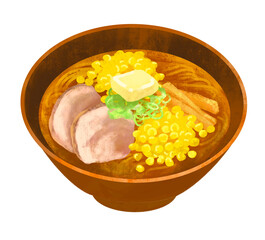 味噌バターコーンラーメンのイラスト