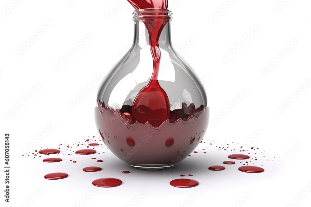 Poster flask with blood isolated on white background. Generated by AI.