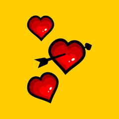vector design love on yellow  background