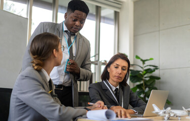 Group of business meeting and discussing strategy with startup project analysis finance,management.Success business people plan and brainstorm,marketing,idea,research,organization in office.Teamwork