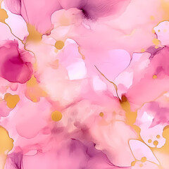 Pink & Gold Alcohol Ink Seamless Pattern