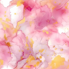 Obraz na płótnie Canvas Pink & Gold Alcohol Ink Seamless Pattern