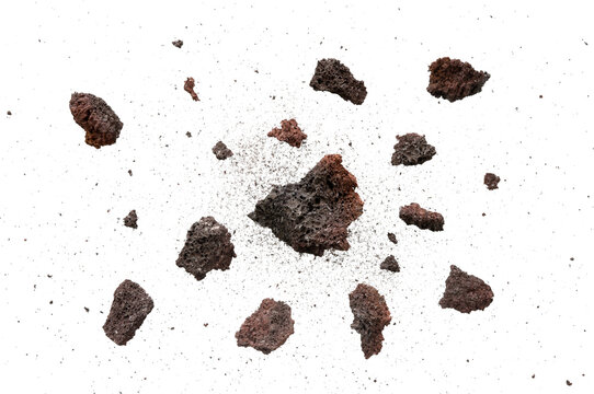 Explosion Of Rocks And Stones With Dust Isolated