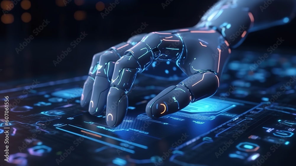 Poster Artificial intelligence with machine deep learning and data mining and other modern user interface. Futuristic innovative technologies. Generative AI