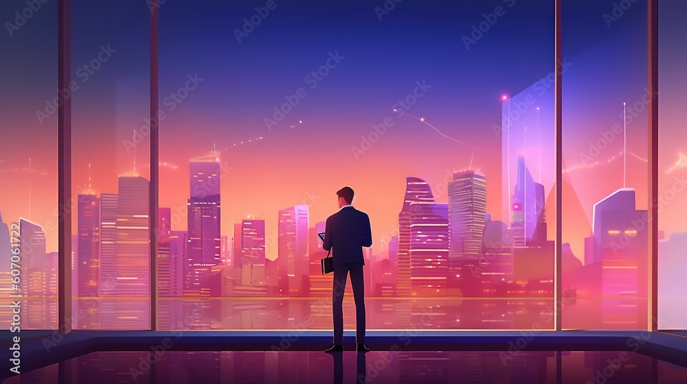 Fototapete Manual work with business data analytics, process management using financial charts.Futuristic innovative technologies. Generative AI