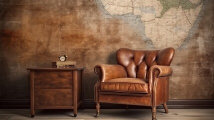 classic brown expensive leather armchair  Generative AI