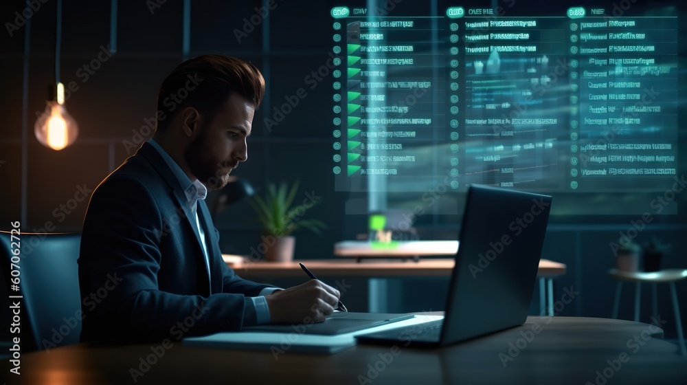 Poster the concept of the policy of compliance with the rules and legal regulation of a businessman working