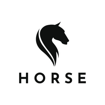 horse head silhouette logo design