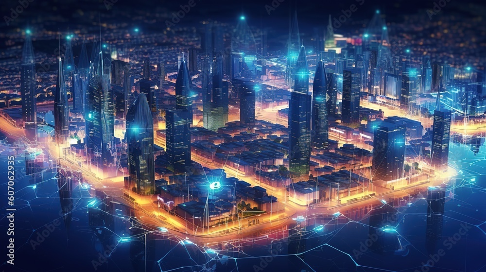 Aufkleber The global world Wide Web and telecommunications on earth, cryptocurrency, blockchain and the Internet of Things.Futuristic innovative technologies. Generative AI