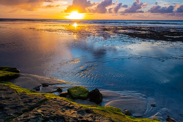 Fototapeta na wymiar Sunset Reflection on Tide Pool, Ke'e Beach, Kauai, Hawaii, USA