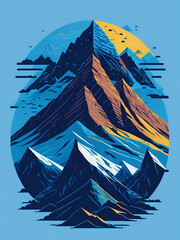 Cartoon mountains landscape. Ai generated illustration