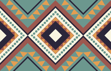 Ethnic abstract ikat art. Aztec ornament print. geometric ethnic pattern seamless  color oriental.  Design for background ,curtain, carpet, wallpaper, clothing, wrapping, Batik, vector illustration.