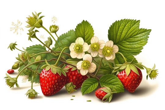 strawberry drawing isolated on white background. Generated by AI.