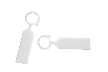 Hanging labels for labeling plants on a white background