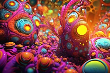 abstract multicolored digital background with 3d doodles, ai tools generated image