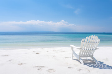 Fototapeta na wymiar Beautiful beach and white sand with beach chair.