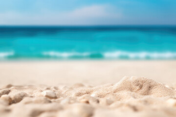Selective focus of white sand on beautiful beach background.