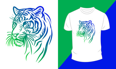 Vector graphic t-shirt design, with tiger
