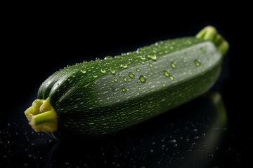 Fresh top quality zucchini isolated ob black background. Generative AI 2
