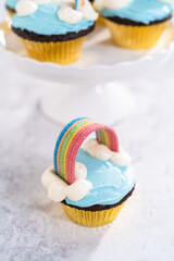 Unicorn rainbow chocolate cupcake