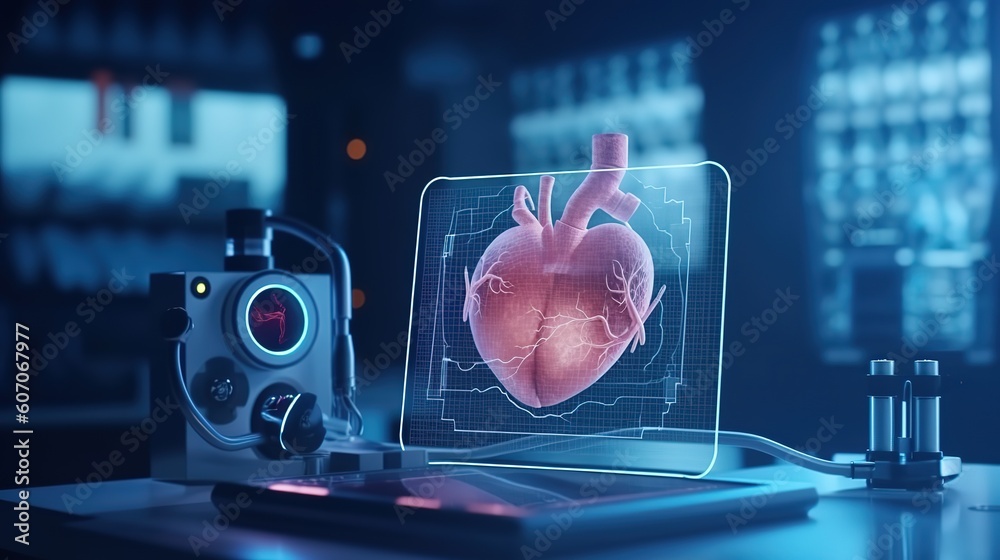 Aufkleber the doctor of medical sciences works in a laboratory with a biological apparatus for analysis and sa