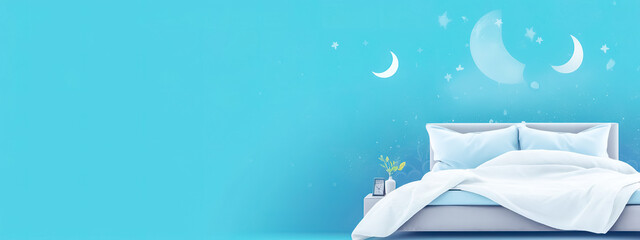 a good night sleep in bed, the concept of a healthy lifestyle, sweet dreams, banner, made with Generative AI
