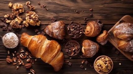 Obraz na płótnie Canvas Croissant with snacks Generative AI