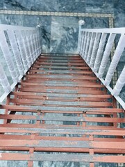 stairway to floor steel red and white stairs