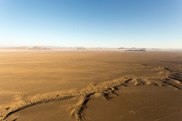A helicopter view of Sossusvlei desert