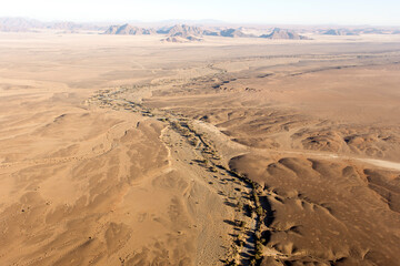 A helicopter view of Sossusvlei desert