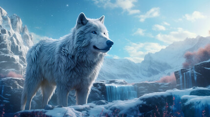 Frozen Wolf, digital ai art.