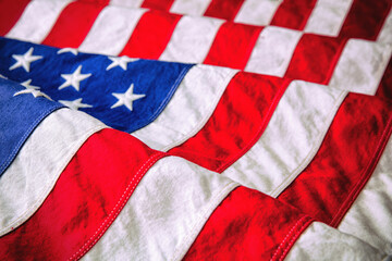 USA flag wave background closeup, American National Holiday