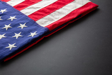 American flag folded closeup, US America National Holiday