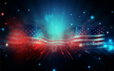 USA independence day abstract background with elements of American flag in red and blue colors