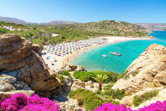 A view of the beach at Vai, Crete, Greece	