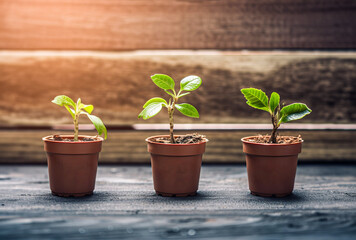 Obraz na płótnie Canvas plant in a pot with beautiful sun light. generative ai.