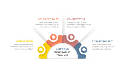 Infographic template with four steps or options, circle diagram