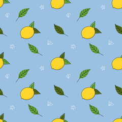 Summer lemons lime seamless pattern