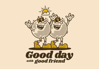 Vintage style illustration of happy character