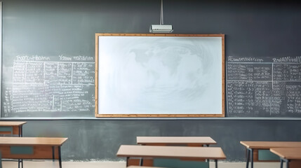 school teaching in class with blackboard, retro, made with Generative AI