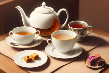 Tea Set on a Wooden Table