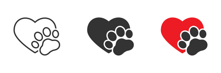 Heart with paw icon. Vector illustration. - obrazy, fototapety, plakaty
