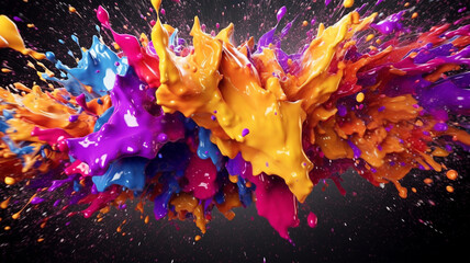 Abstract art with colorful splash 3d, Generated AI
