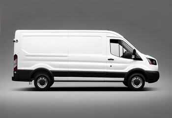 Clean blank white delivery van illustration. Ai generative.