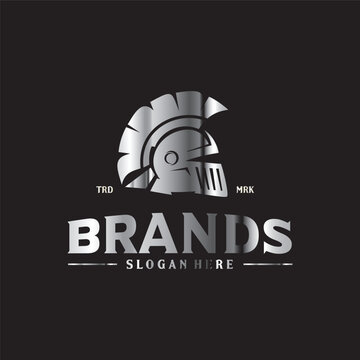 Helmet Head Roman Soldier Logo design vector stock