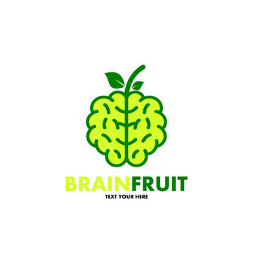 Brain fruit vector logo template. This design use food symbol. Suitable for health care, nature or nutrition.
