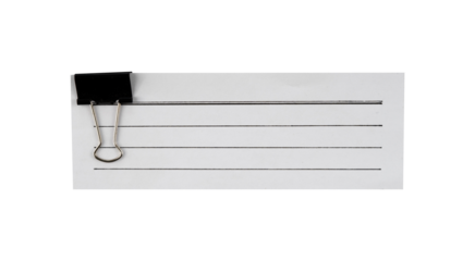 White lined paper with a binder isolated